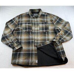 Rugged Elements Flannel Shirt Mens XL Brown Plaid Fleece Lined Button Up